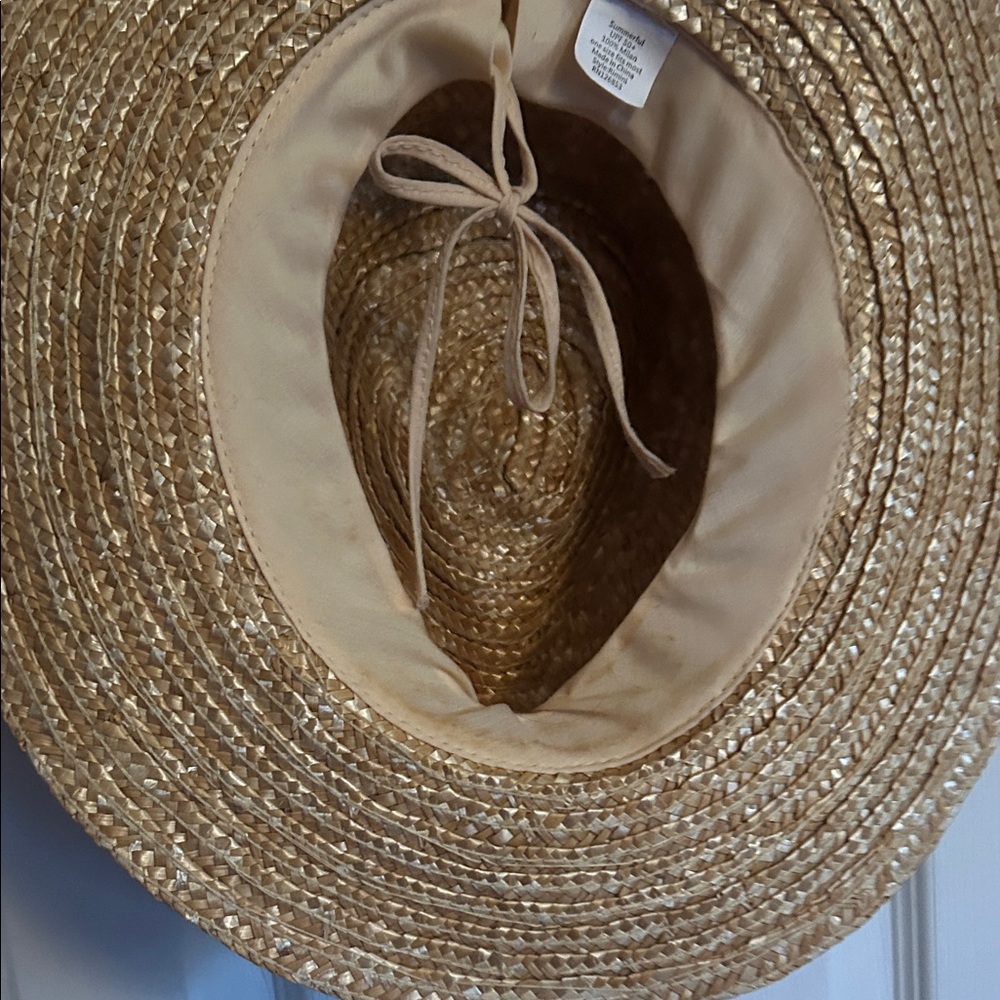 Straw Beach Hat with Multicolor Rhinestones - Picture 2 of 3